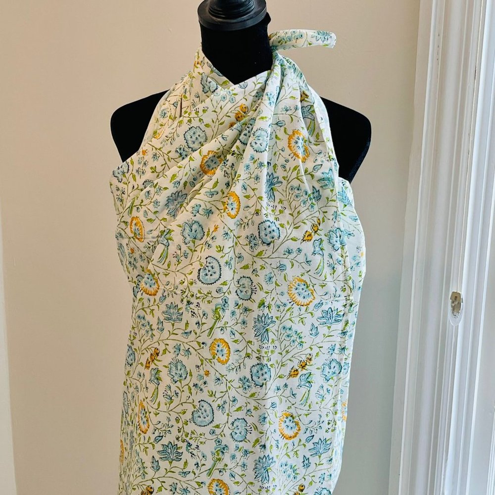 BRAND NEW Hand Block Print Cotton Scarfs Beach Sarongs Soft Voile Fabric Summer